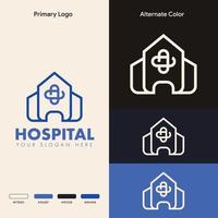 design de logotipo de edifício hospitalar simples vetor