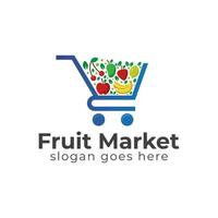 design de logotipo da loja de mercado de frutas e elemento de legumes, logotipo de comida vegana orgânica saudável vetor