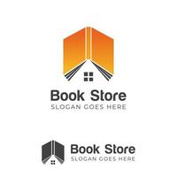 livraria de telhado ou logotipo simples de casa de livros, design de ícone de símbolo de biblioteca vetor