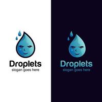 design de logotipo de gota e gotas de água com duas versões vetor