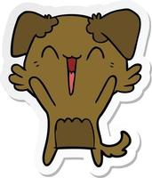 adesivo de um desenho animado de cachorrinho feliz vetor