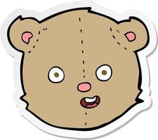 adesivo de uma cabeça de ursinho de desenho animado vetor
