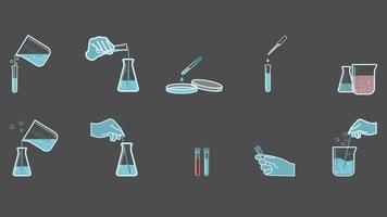 conjunto de ícones de equipamentos de laboratório de ciências. vetor
