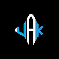 design criativo do logotipo da carta uak com gráfico vetorial vetor