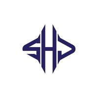 design criativo do logotipo da carta shj com gráfico vetorial vetor
