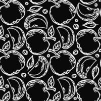 padrão de maçã perfeita. padrão de doodle sem costura com maçãs. ilustração vetorial preto e branco com maçãs vetor