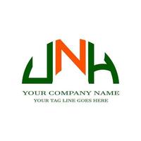 design criativo do logotipo da carta unh com gráfico vetorial vetor