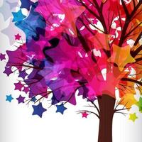 abstrato, árvore com galhos feitos de estrelas coloridas. vetor