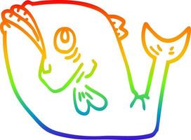 linha de gradiente de arco-íris desenhando peixe de desenho animado engraçado vetor