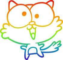 desenho de linha de gradiente de arco-íris gato louco fofo vetor