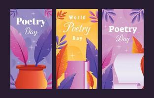 conjunto de banners do dia mundial da poesia vetor