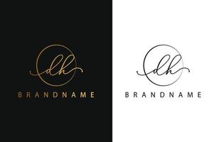 dh dh logotipo desenhado à mão de assinatura inicial, moda, joias, fotografia, boutique, roteiro, casamento, modelo de logotipo de vetor criativo floral e botânico para qualquer empresa ou negócio.