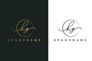 hg hg logotipo desenhado à mão de assinatura inicial, moda, joias, fotografia, boutique, roteiro, casamento, modelo de logotipo de vetor criativo floral e botânico para qualquer empresa ou negócio.