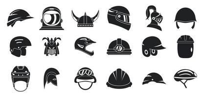 conjunto de ícones de capacete, estilo simples vetor