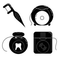 conjunto de ícones de fio dental, estilo simples vetor