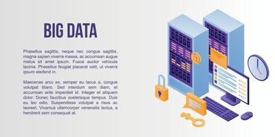 banner de conceito de big data, estilo isométrico vetor