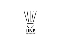 ícone de logotipo de peteca de badminton de linha simples isolado no fundo branco vetor
