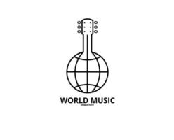 logotipo da guitarra mundial vetor