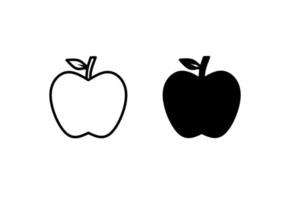 ícone plano silhueta maçã isolado no branco vetor