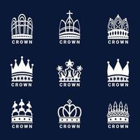 conjunto de logotipo da coroa vetor
