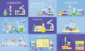 conjunto de banner de laboratório de química, estilo simples