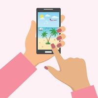 aplicativo para turismo no celular vetor