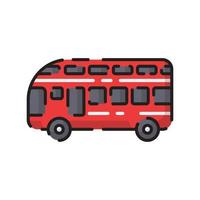 desenhos animados de design plano de carro de ônibus de londres vermelho bonito para camisa, pôster, cartão-presente, capa, logotipo, adesivo e ícone. vetor