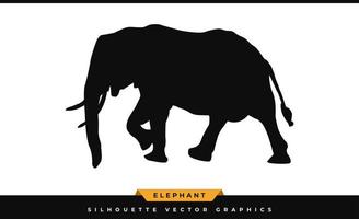 silhueta de elefante. elefante silhueta, isolado no fundo branco. ícone de elefante preto, grande vetor de ilustração de mamíferos selvagens, caminho de corte a laser.