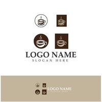 xícara de café logotipo modelo vetorial ícone ilustração design vetor