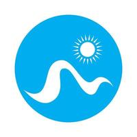 logotipo de ondas de sol e mar, ondas de praia, conceito moderno minimalista e simples com vetor de ilustração de modelo de design de cores planas