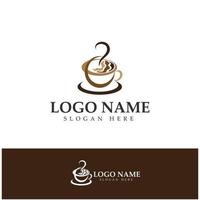 xícara de café logotipo modelo vetorial ícone ilustração design vetor