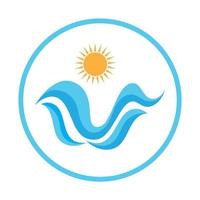 logotipo de ondas de sol e mar, ondas de praia, conceito moderno minimalista e simples com vetor de ilustração de modelo de design de cores planas