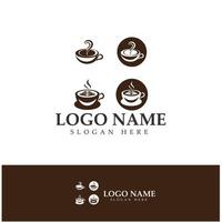 xícara de café logotipo modelo vetorial ícone ilustração design vetor