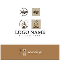 xícara de café logotipo modelo vetorial ícone ilustração design