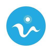 logotipo de ondas de sol e mar, ondas de praia, conceito moderno minimalista e simples com vetor de ilustração de modelo de design de cores planas