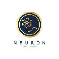 logotipo de neurônio ou design de logotipo de célula nervosa, ícone de modelo de ilustração de logotipo de molécula com conceito de vetor