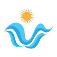 logotipo de ondas de sol e mar, ondas de praia, conceito moderno minimalista e simples com vetor de ilustração de modelo de design de cores planas