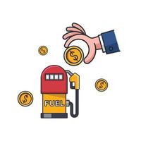 coleção ícone fino colorido de mão de moeda de posto de gasolina e dinheiro, ilustração em vetor conceito de negócio de energia.