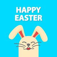 feliz rabbit.isolated em bluebackground.hare cartoon character.festive banner flat vector.happy páscoa. vetor