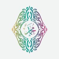 caligrafia árabe e islâmica do profeta muhammad, a paz esteja com ele, a arte islâmica tradicional e moderna pode ser usada para muitos tópicos como mawlid, el-nabawi. tradução, o profeta muhammad vetor