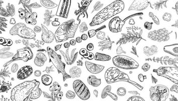 Alimentação saudável. ilustração de alimentos orgânicos.