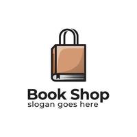 logotipos planos de livraria ou loja, biblioteca, design de ícone de símbolo de logotipo de ferramentas escolares vetor