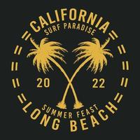 design de camiseta de verão na califórnia surf paraíso long beach vetor