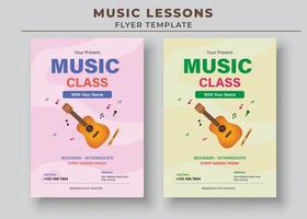 modelo de folheto de aulas de música, cartaz de aulas de piano, cartaz de aula de música, cartaz de aulas de guitarra vetor