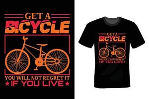 design de camiseta de citação de bicicleta, vintage, tipografia vetor