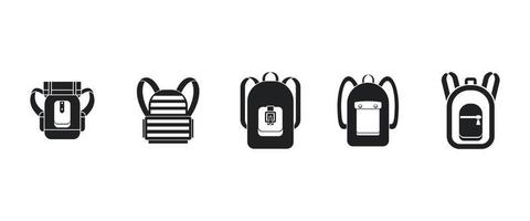 conjunto de ícones de mochila, estilo simples vetor