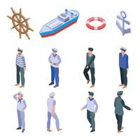 conjunto de ícones de marinheiro, estilo isométrico vetor