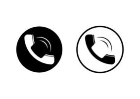 ilustração em vetor de ícone de telefone preto e branco isolado no fundo branco