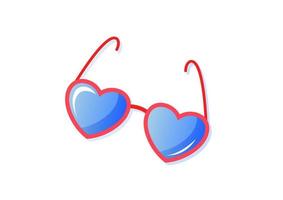 óculos em forma de coração de vetor isolados no fundo branco clipart de óculos de sol de verão vermelho