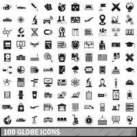 conjunto de 100 ícones do globo, estilo simples vetor